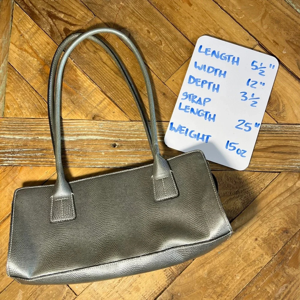 Tommy Hilfiger Silver Gray Faux Lizard Leather Shoulder Bag Purse Handbag - Picture 7 of 7